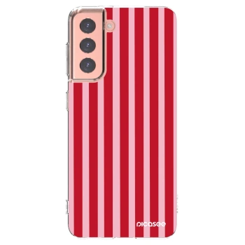 Picasee silikonowe przeźroczyste etui na Samsung Galaxy S21 5G G991B - Lines red