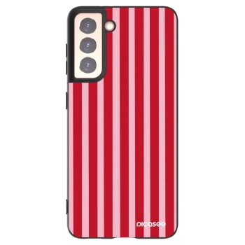 Picasee silikonowe czarne etui na Samsung Galaxy S21 5G G991B - Lines red