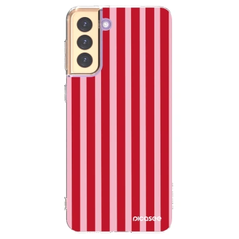 Picasee silikonowe przeźroczyste etui na Samsung Galaxy S21+ 5G G996F - Lines red