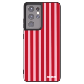 Picasee silikonowe czarne etui na Samsung Galaxy S21 Ultra 5G G998B - Lines red