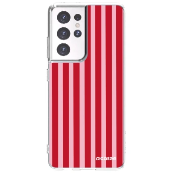 Picasee silikonowe przeźroczyste etui na Samsung Galaxy S21 Ultra 5G G998B - Lines red