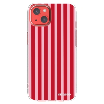 Picasee silikonowe przeźroczyste etui na Apple iPhone 13 - Lines red