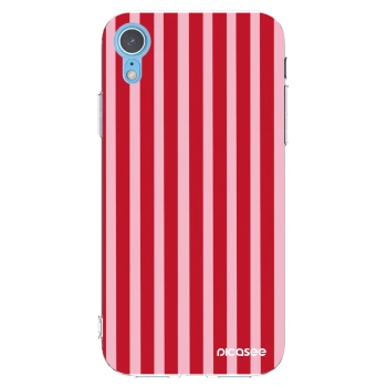 Picasee silikonowe przeźroczyste etui na Apple iPhone XR - Lines red