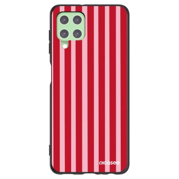 Picasee silikonowe czarne etui na Samsung Galaxy A22 A225F 4G - Lines red