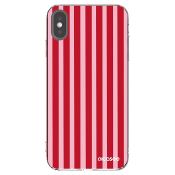 Picasee silikonowe przeźroczyste etui na Apple iPhone XS Max - Lines red
