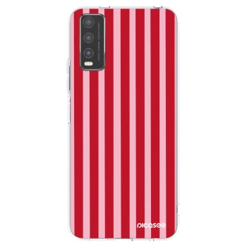 Picasee silikonowe przeźroczyste etui na Vivo Y20s - Lines red