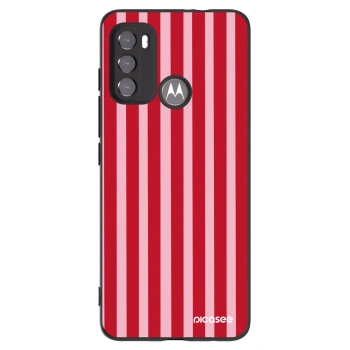 Picasee silikonowe czarne etui na Motorola Moto G60 - Lines red