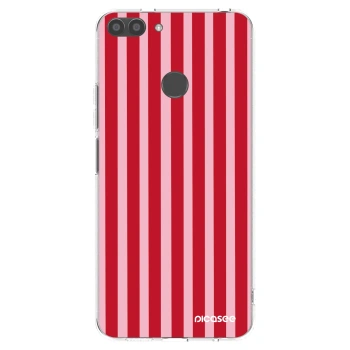Picasee silikonowe przeźroczyste etui na Huawei P Smart - Lines red