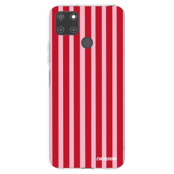 Picasee silikonowe przeźroczyste etui na Realme C21Y - Lines red