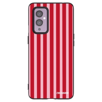 Picasee silikonowe czarne etui na OnePlus 9 - Lines red