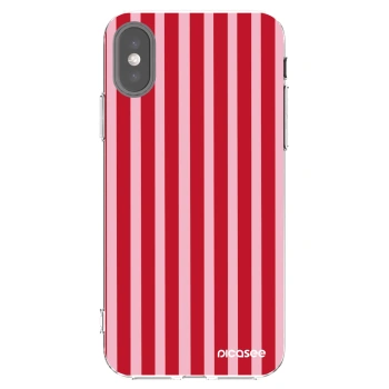 Picasee silikonowe przeźroczyste etui na Apple iPhone X/XS - Lines red
