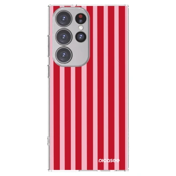 Picasee silikonowe przeźroczyste etui na Samsung Galaxy S23 Ultra 5G - Lines red