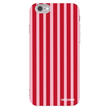 Picasee silikonowe przeźroczyste etui na Apple iPhone 6/6S - Lines red