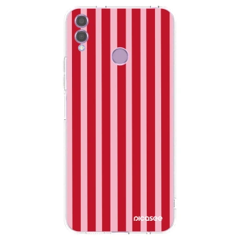 Picasee silikonowe przeźroczyste etui na Honor 8X - Lines red