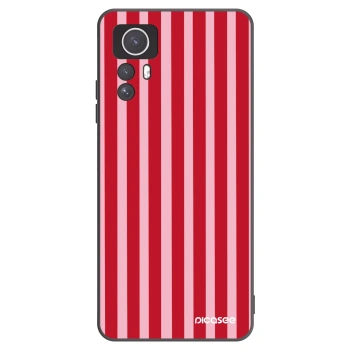 Picasee silikonowe czarne etui na Xiaomi Redmi Note 12S - Lines red