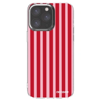 Picasee silikonowe przeźroczyste etui na Apple iPhone 15 Pro Max - Lines red