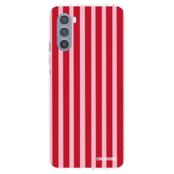 Picasee silikonowe przeźroczyste etui na Motorola Moto G62 - Lines red