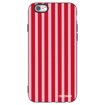 Picasee silikonowe czarne etui na Apple iPhone 6/6S - Lines red