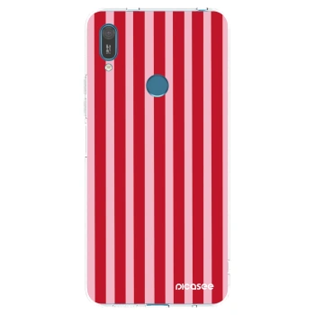 Picasee silikonowe przeźroczyste etui na Huawei Y7 2019 - Lines red