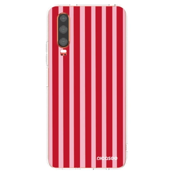 Picasee silikonowe przeźroczyste etui na Huawei P30 - Lines red