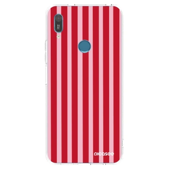 Picasee silikonowe przeźroczyste etui na Huawei Y6 2019 - Lines red