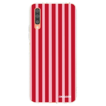 Picasee silikonowe przeźroczyste etui na Samsung Galaxy A70 A705F - Lines red