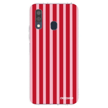 Picasee silikonowe przeźroczyste etui na Samsung Galaxy A40 A405F - Lines red