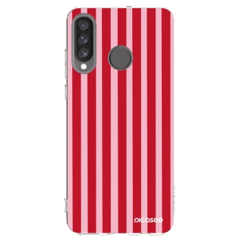 Picasee silikonowe przeźroczyste etui na Huawei P30 Lite - Lines red