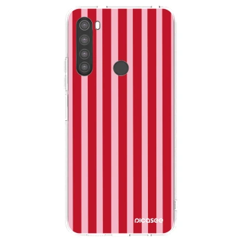 Picasee silikonowe przeźroczyste etui na Xiaomi Redmi Note 8 - Lines red