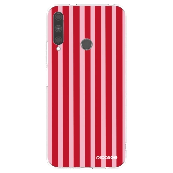 Picasee silikonowe przeźroczyste etui na Huawei P40 Lite E - Lines red