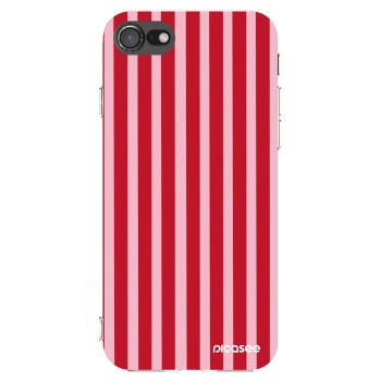 Picasee silikonowe przeźroczyste etui na Apple iPhone SE 2020 - Lines red