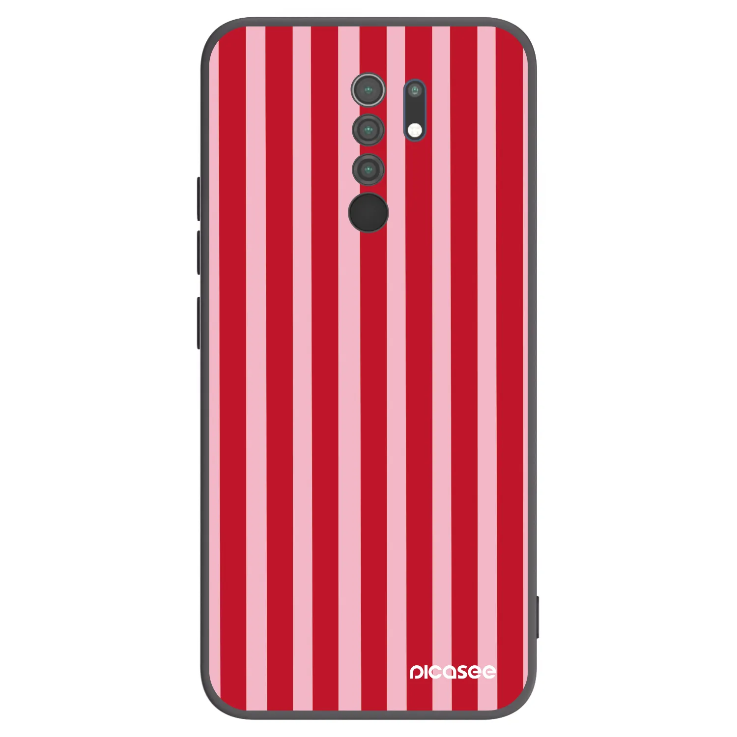 Picasee silikonowe czarne etui na Xiaomi Redmi 9 - Lines red