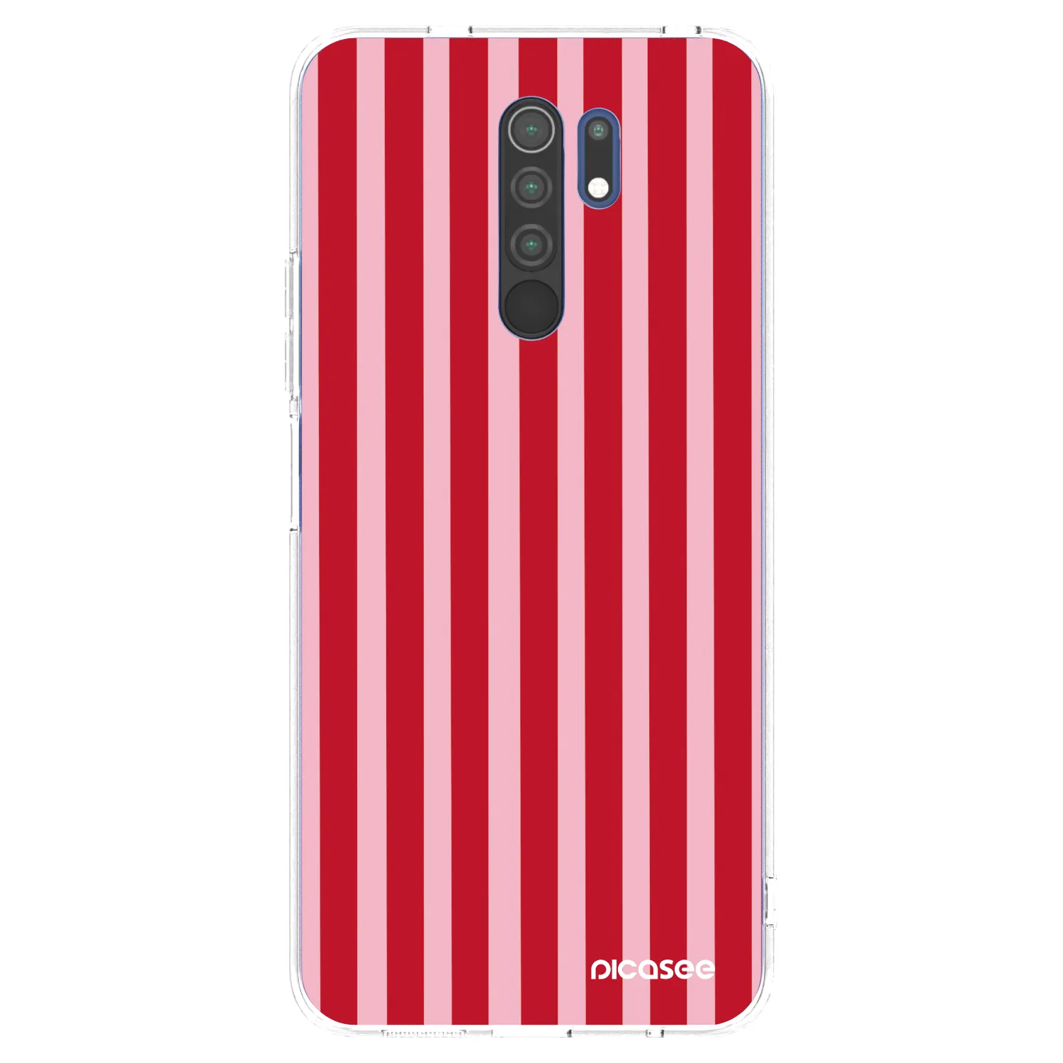 Picasee silikonowe przeźroczyste etui na Xiaomi Redmi 9 - Lines red