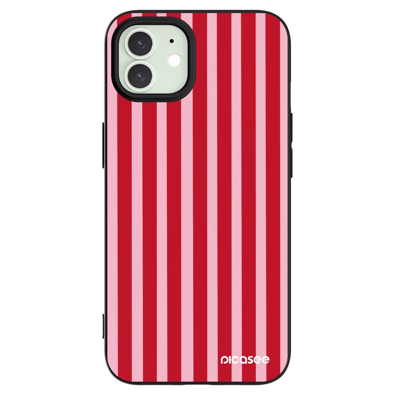 Picasee silikonowe czarne etui na Apple iPhone 12 - Lines red