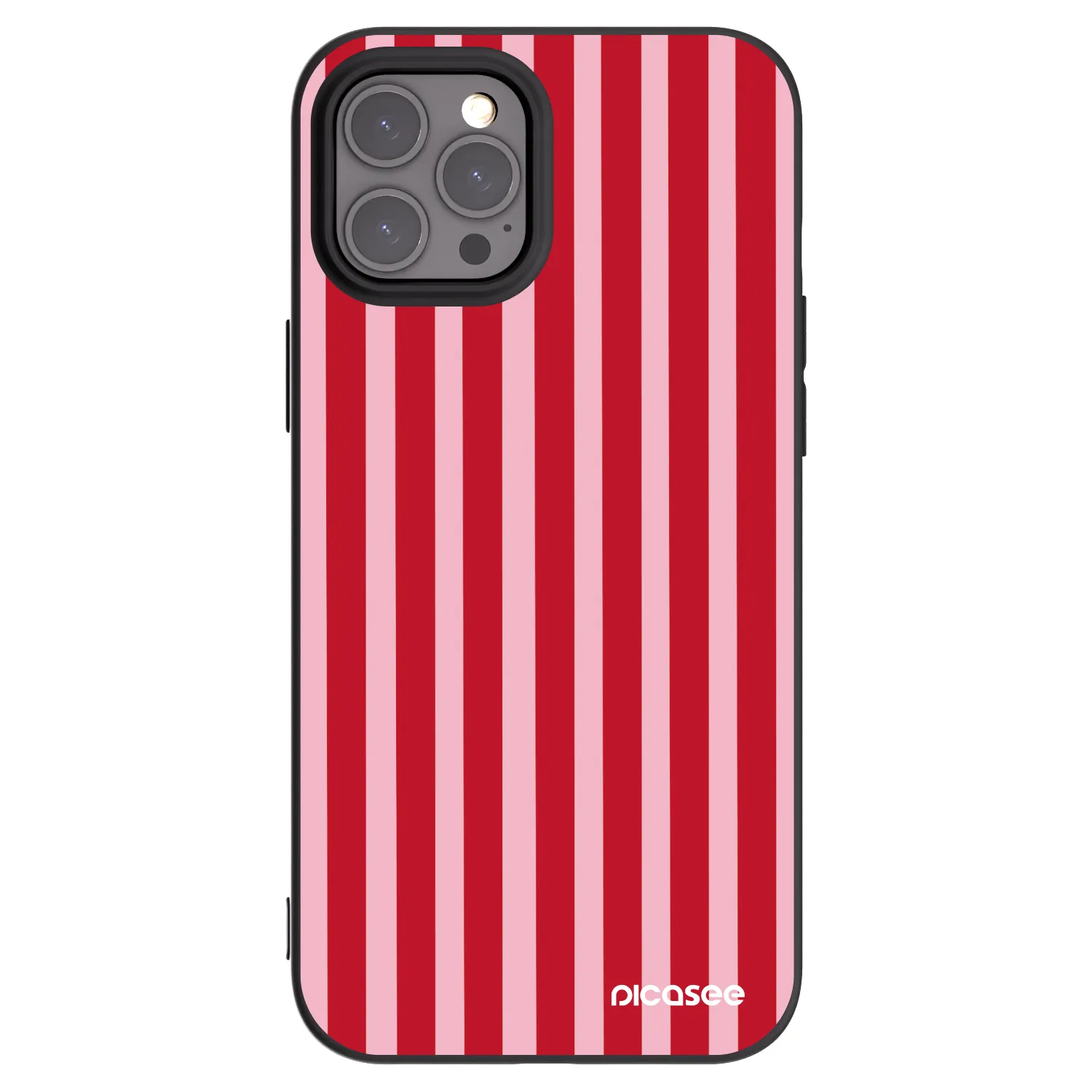 Picasee silikonowe czarne etui na Apple iPhone 12 Pro Max - Lines red