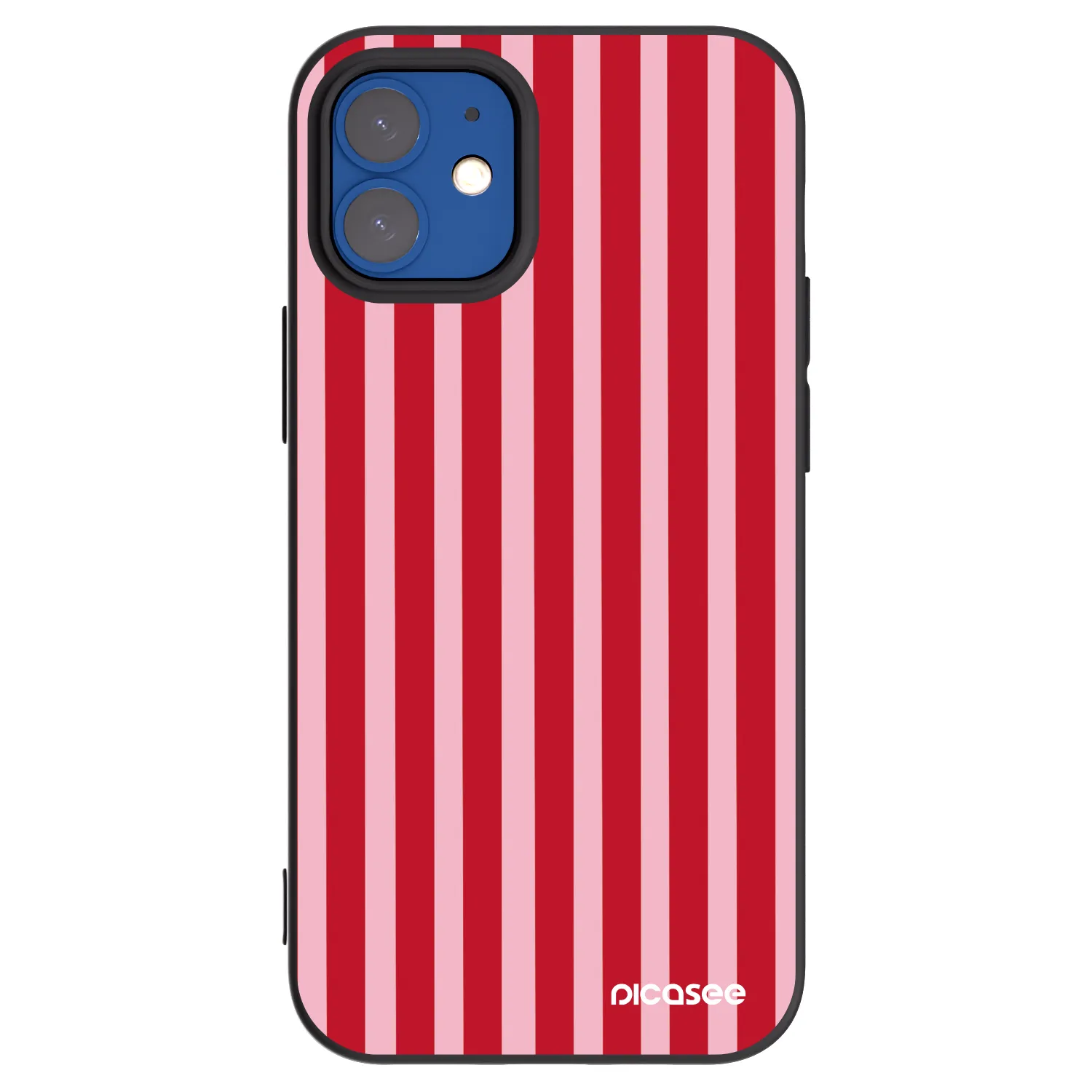Picasee silikonowe czarne etui na Apple iPhone 12 mini - Lines red