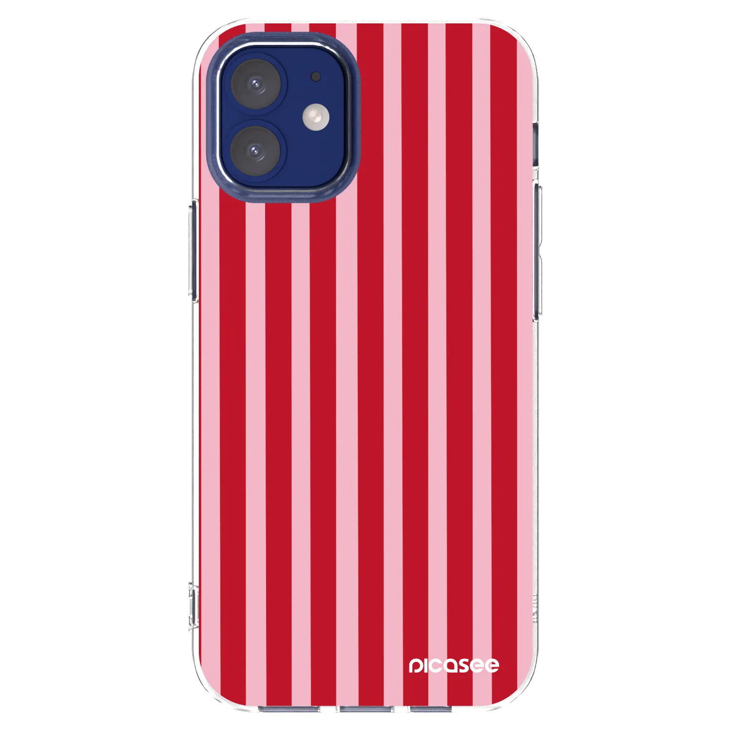 Picasee silikonowe przeźroczyste etui na Apple iPhone 12 mini - Lines red