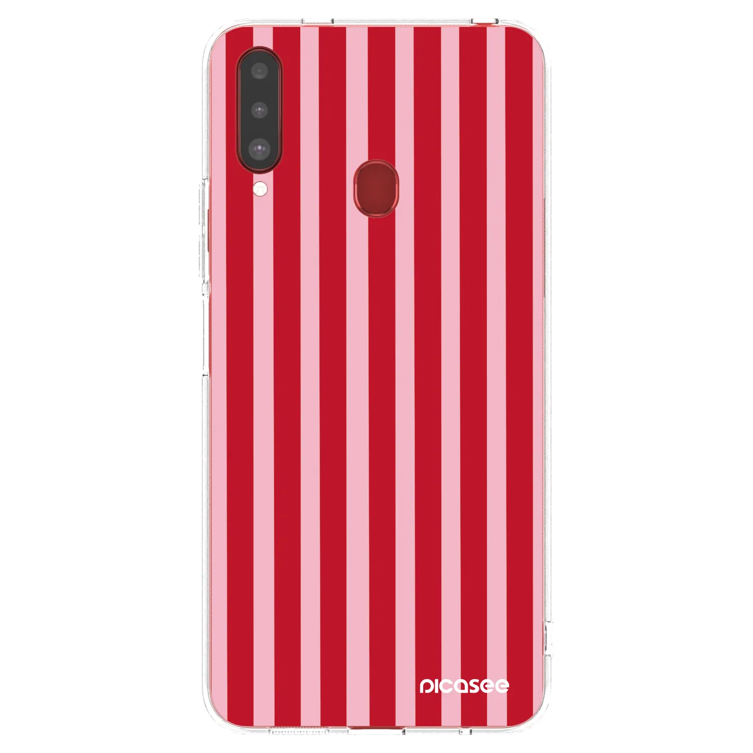 Picasee silikonowe przeźroczyste etui na Samsung Galaxy A20s - Lines red