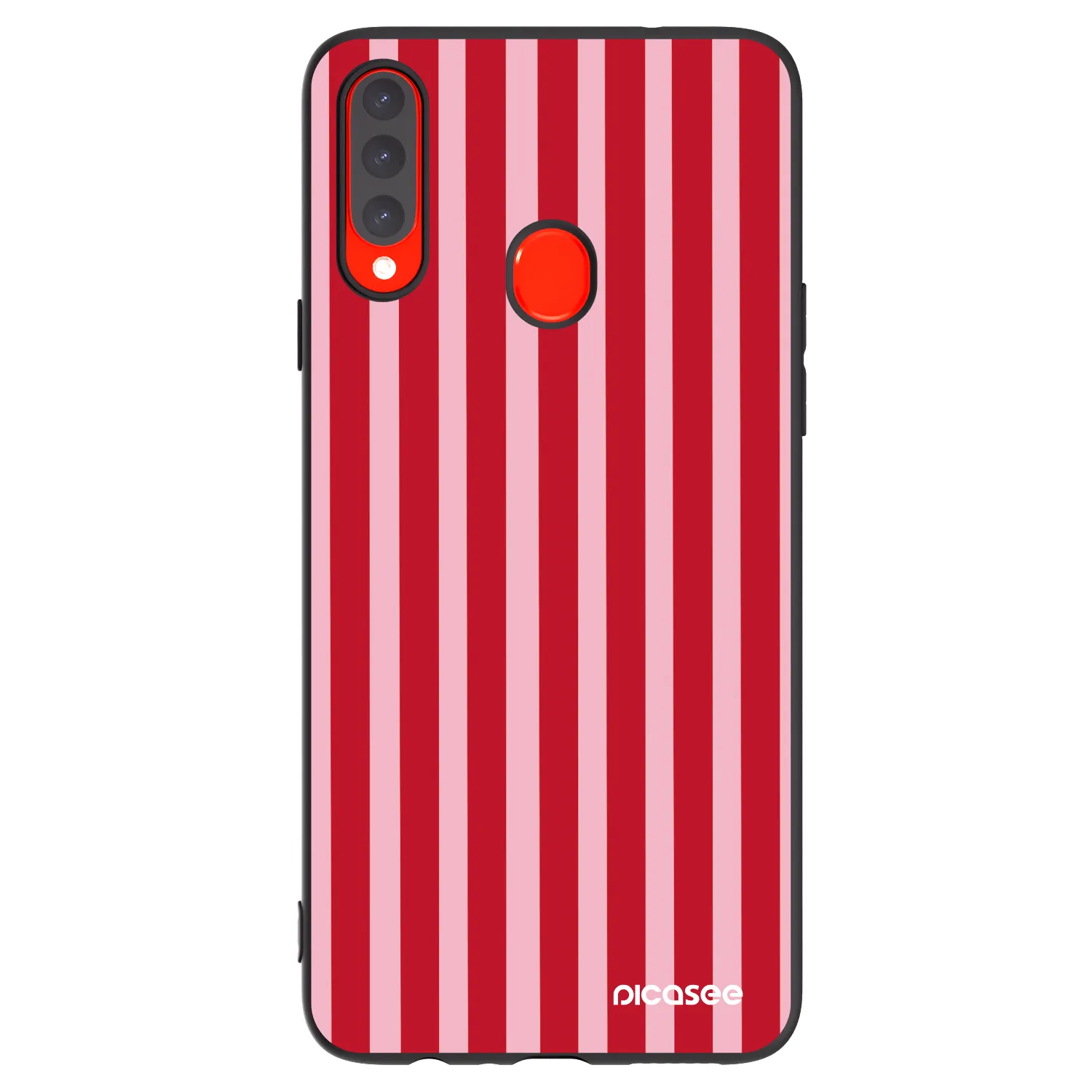 Picasee silikonowe czarne etui na Samsung Galaxy A20s - Lines red