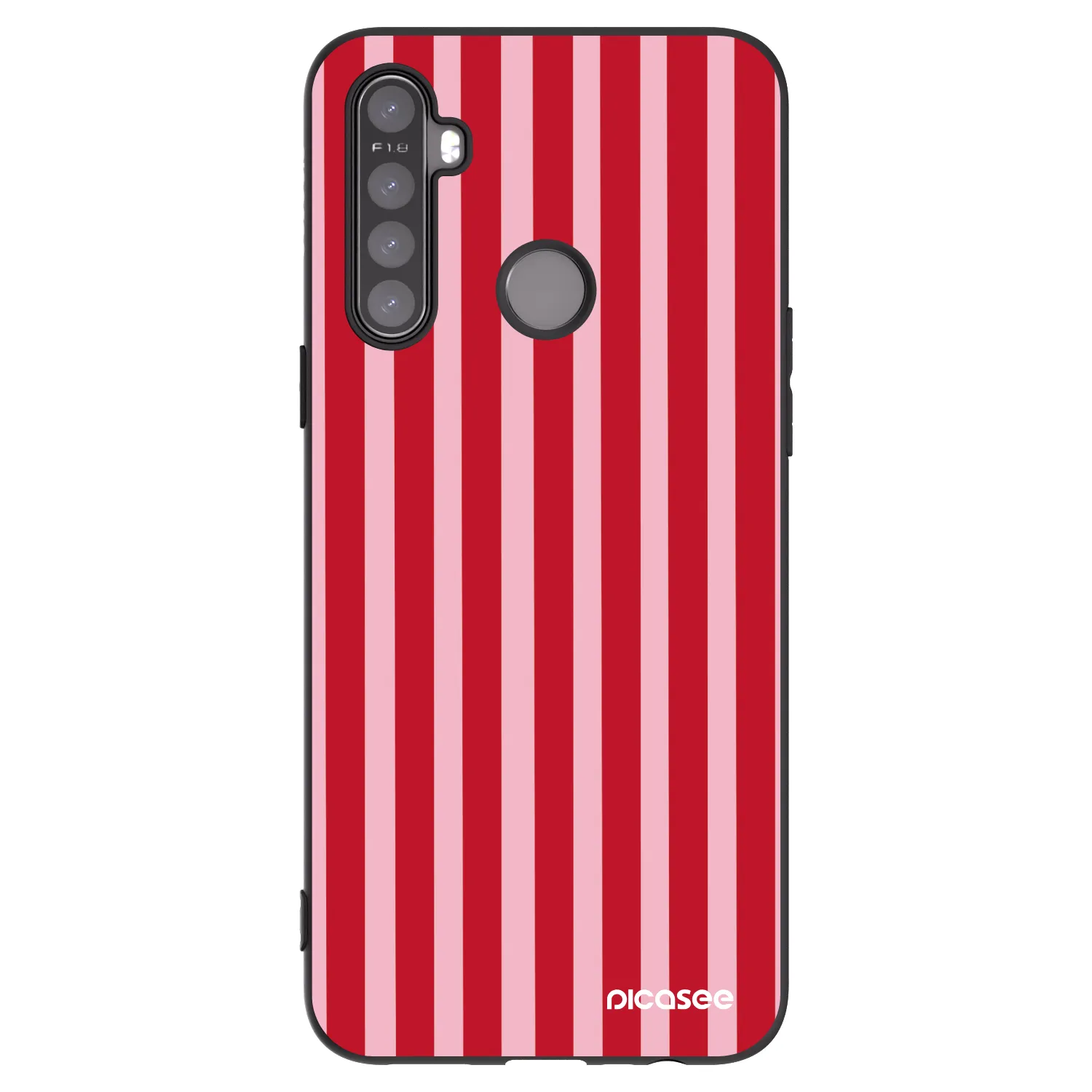 Picasee silikonowe czarne etui na Realme 6i - Lines red