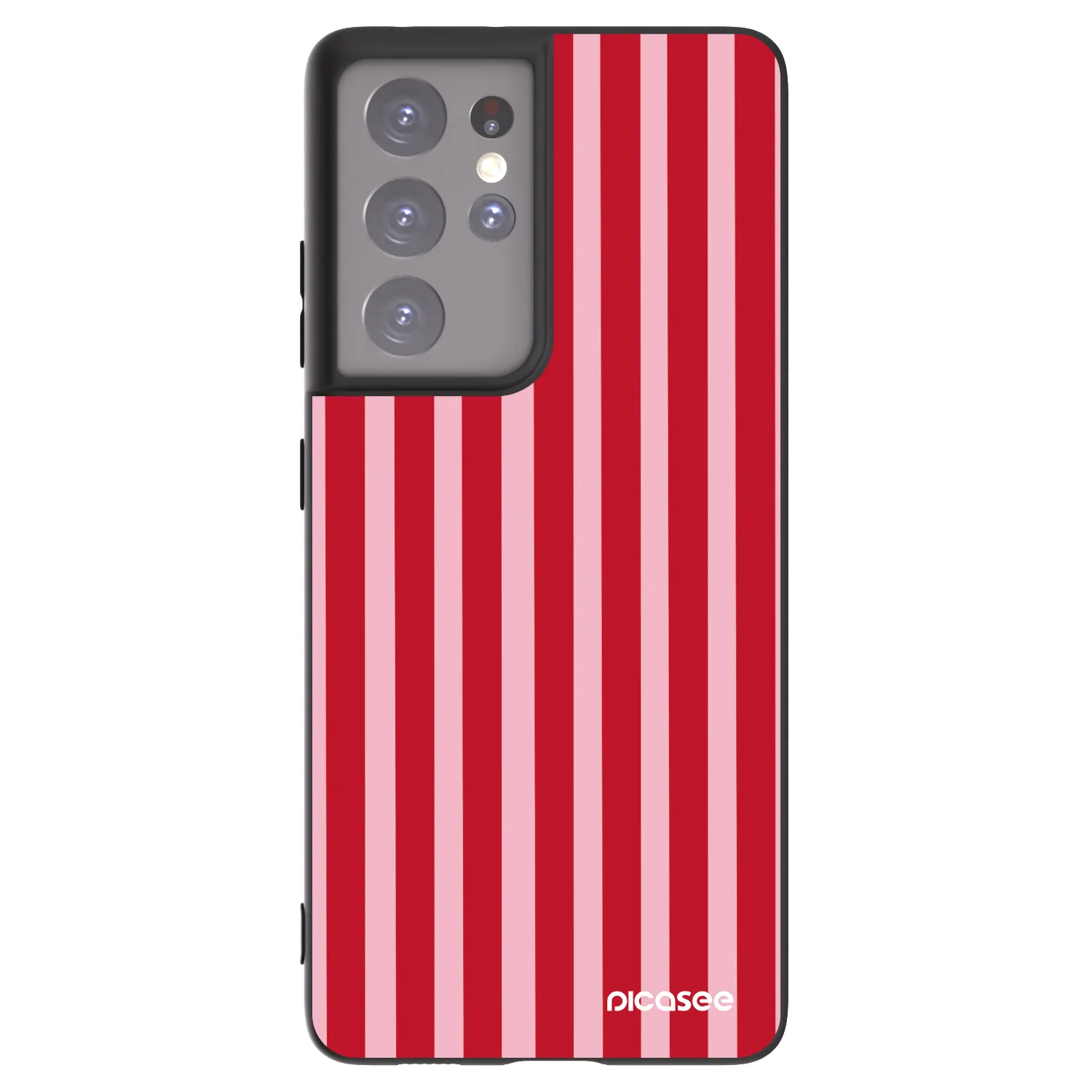 Picasee silikonowe czarne etui na Samsung Galaxy S21 Ultra 5G G998B - Lines red