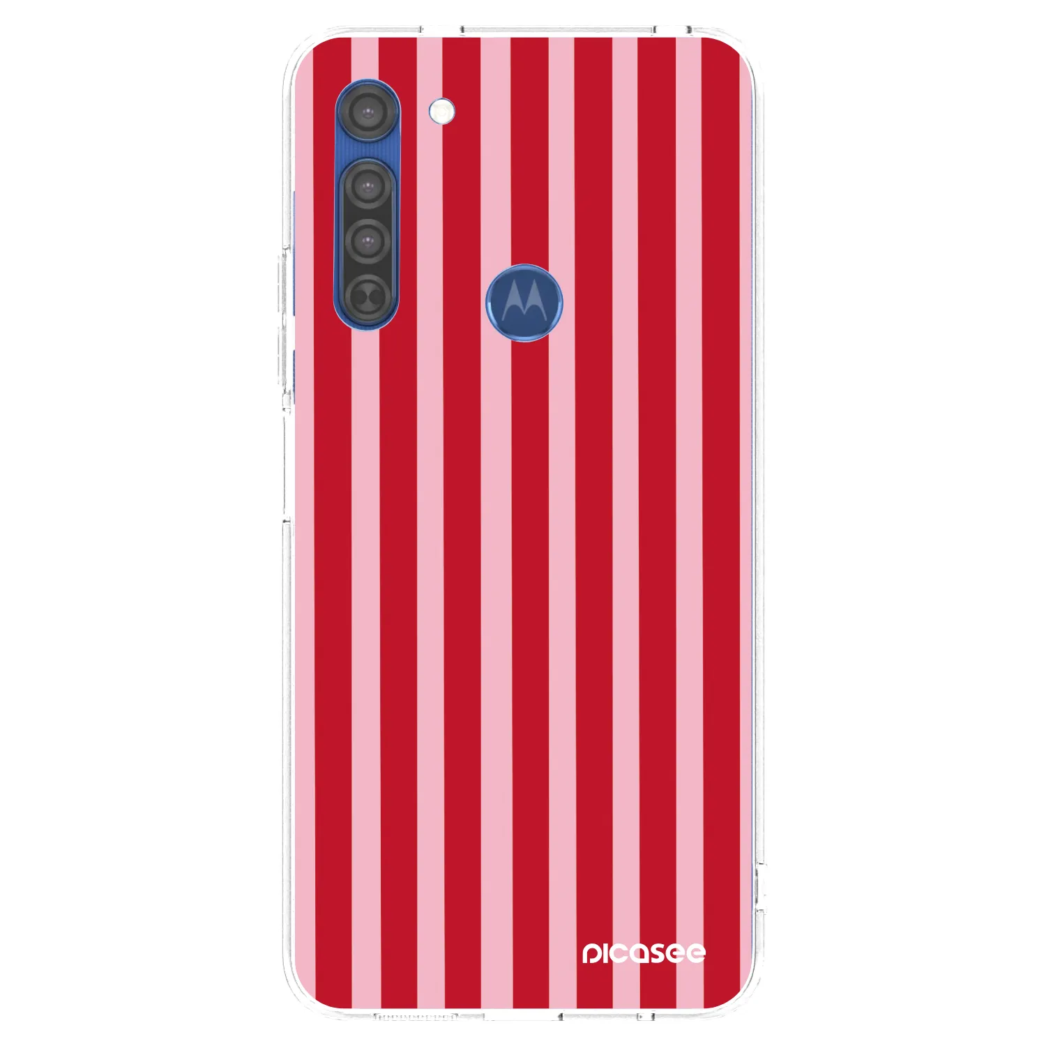 Picasee silikonowe przeźroczyste etui na Motorola Moto G8 - Lines red