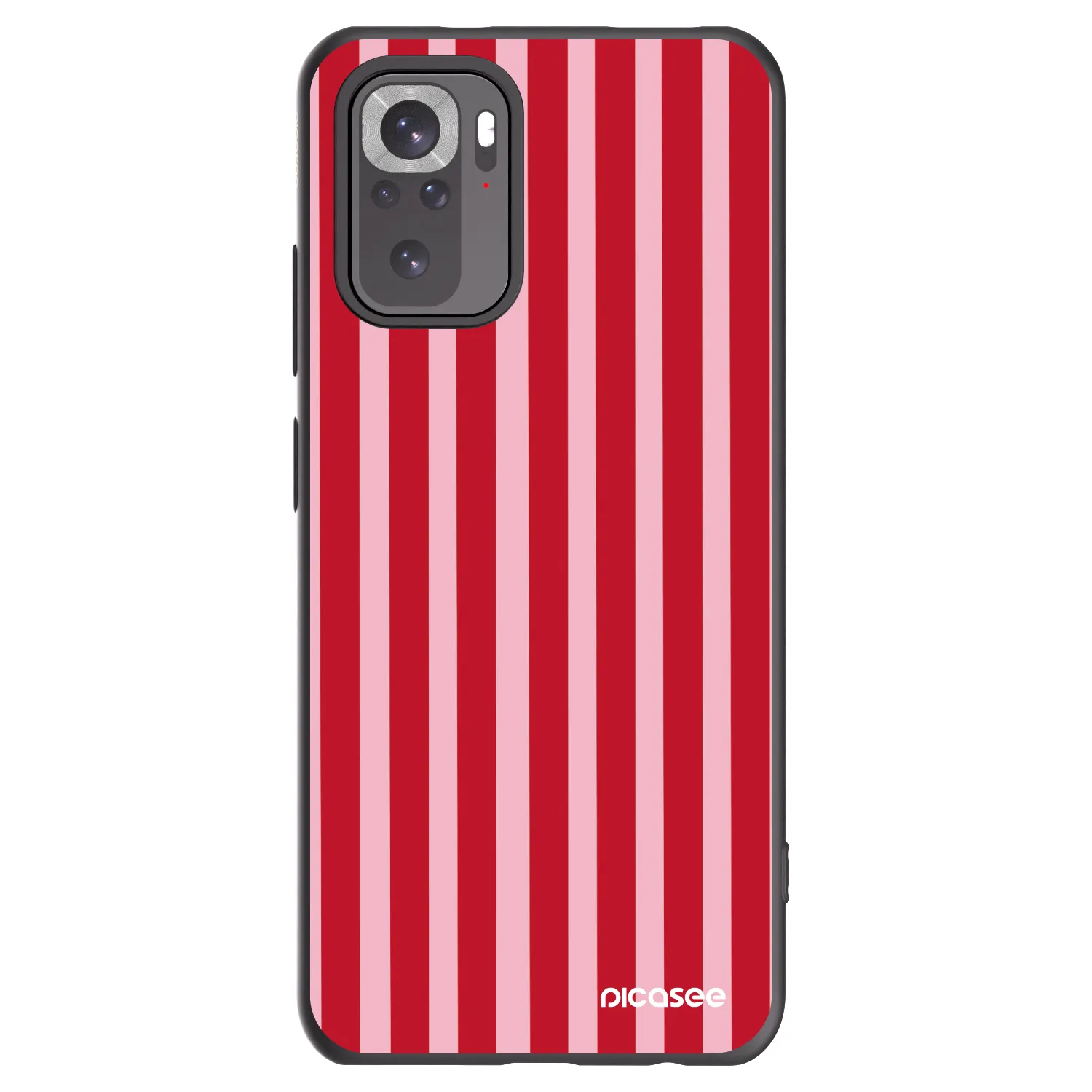 Picasee silikonowe czarne etui na Xiaomi Redmi Note 10 - Lines red