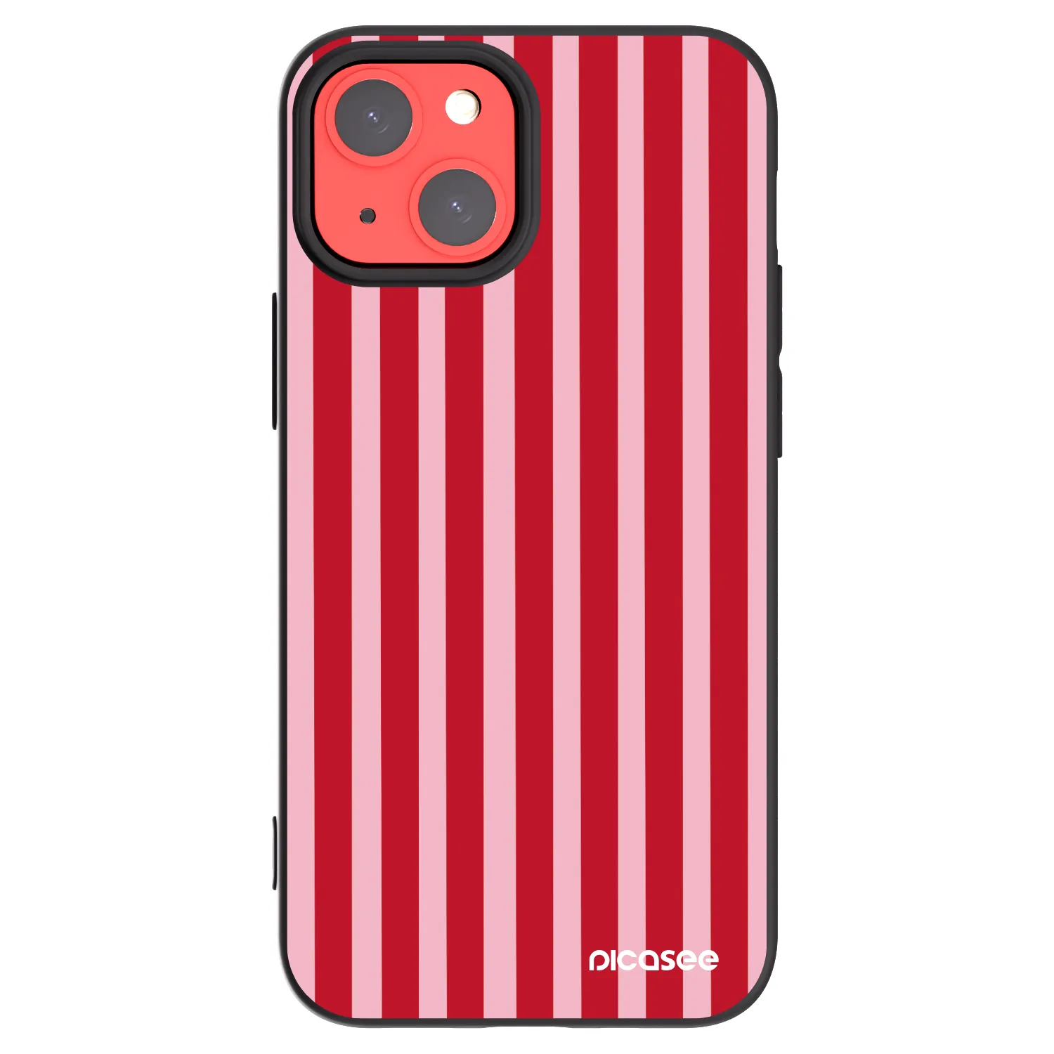 Picasee silikonowe czarne etui na Apple iPhone 13 mini - Lines red