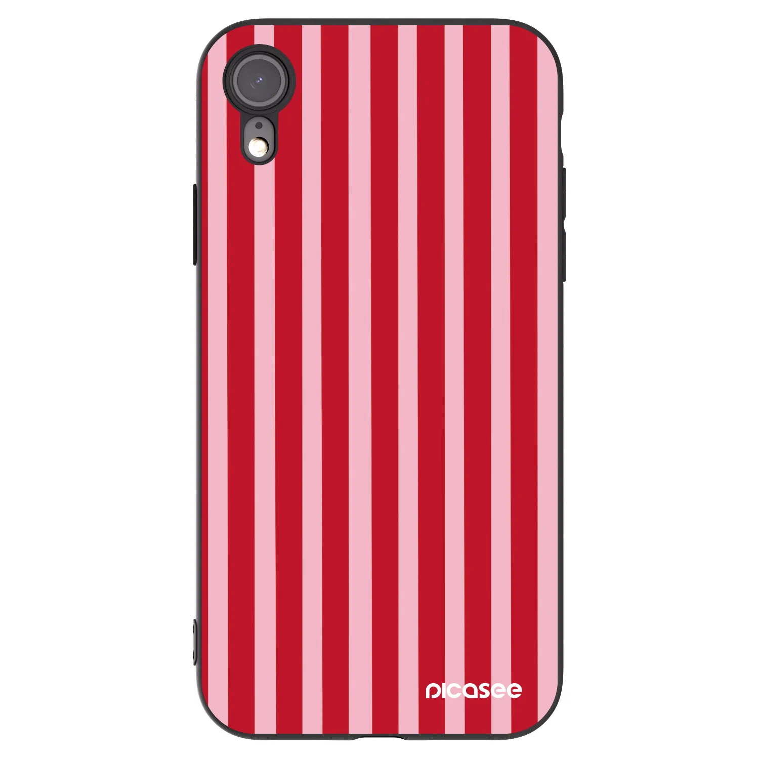 Picasee silikonowe czarne etui na Apple iPhone XR - Lines red