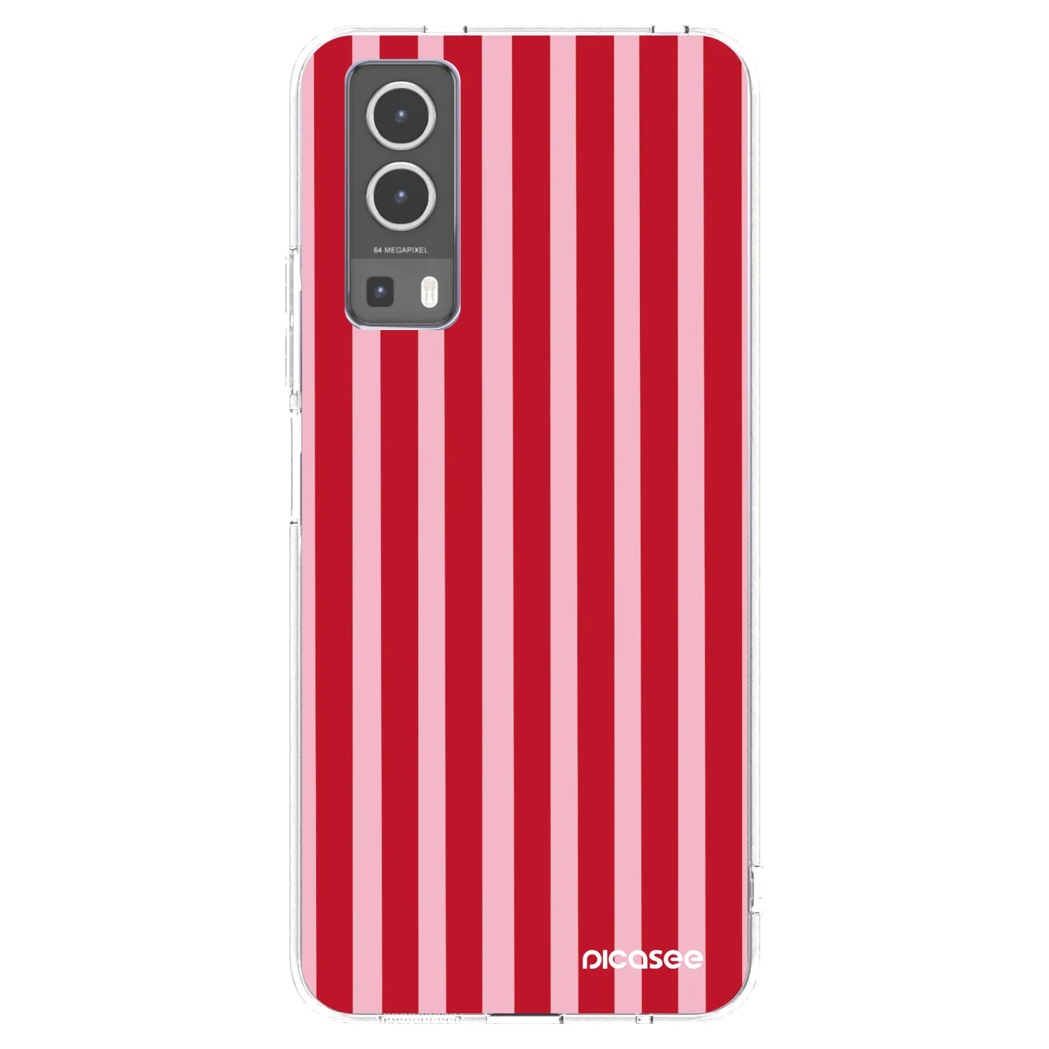 Picasee silikonowe przeźroczyste etui na Vivo Y72 5G - Lines red