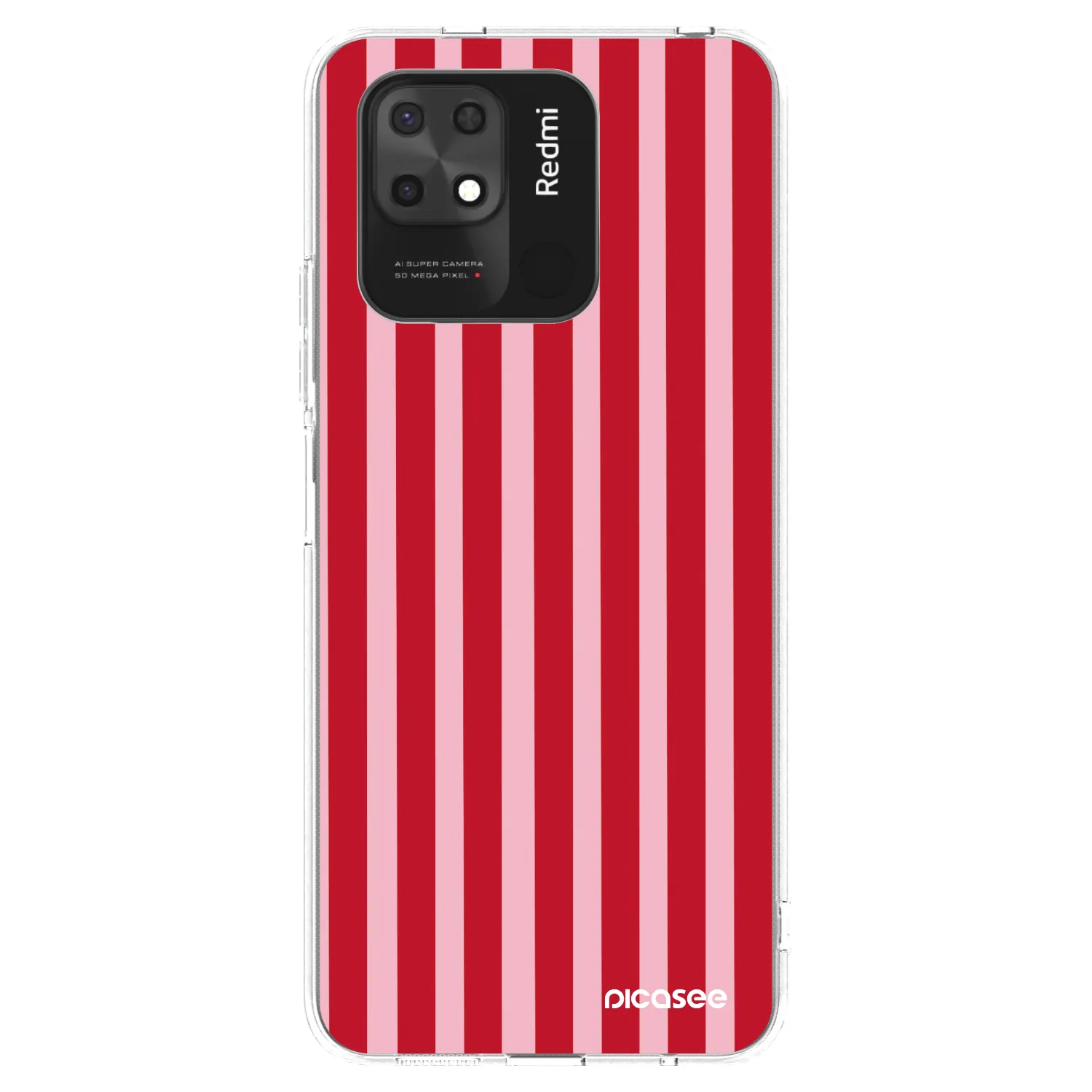 Picasee silikonowe przeźroczyste etui na Xiaomi Redmi 10C - Lines red
