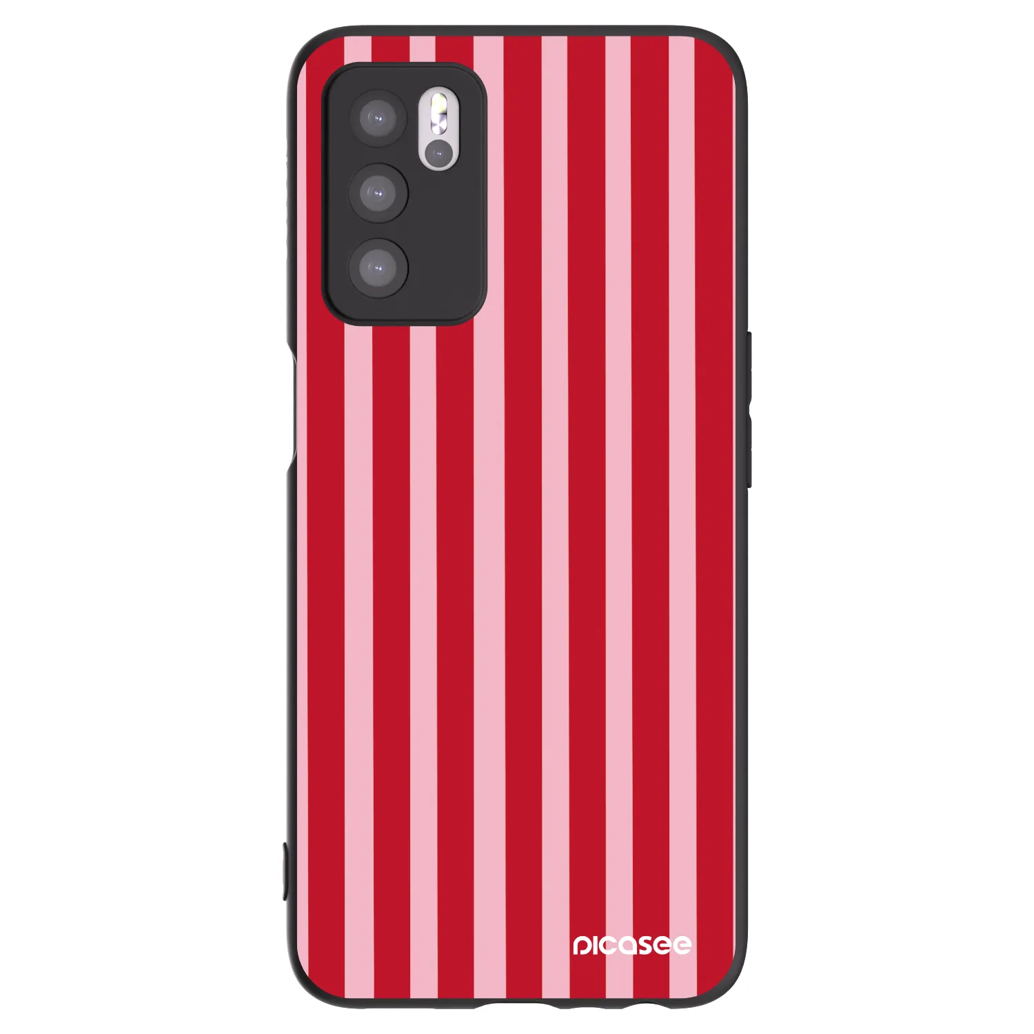 Picasee silikonowe czarne etui na OPPO A16 - Lines red