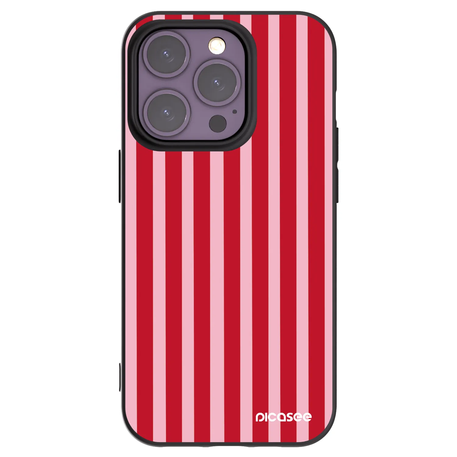 Picasee silikonowe czarne etui na Apple iPhone 14 Pro - Lines red