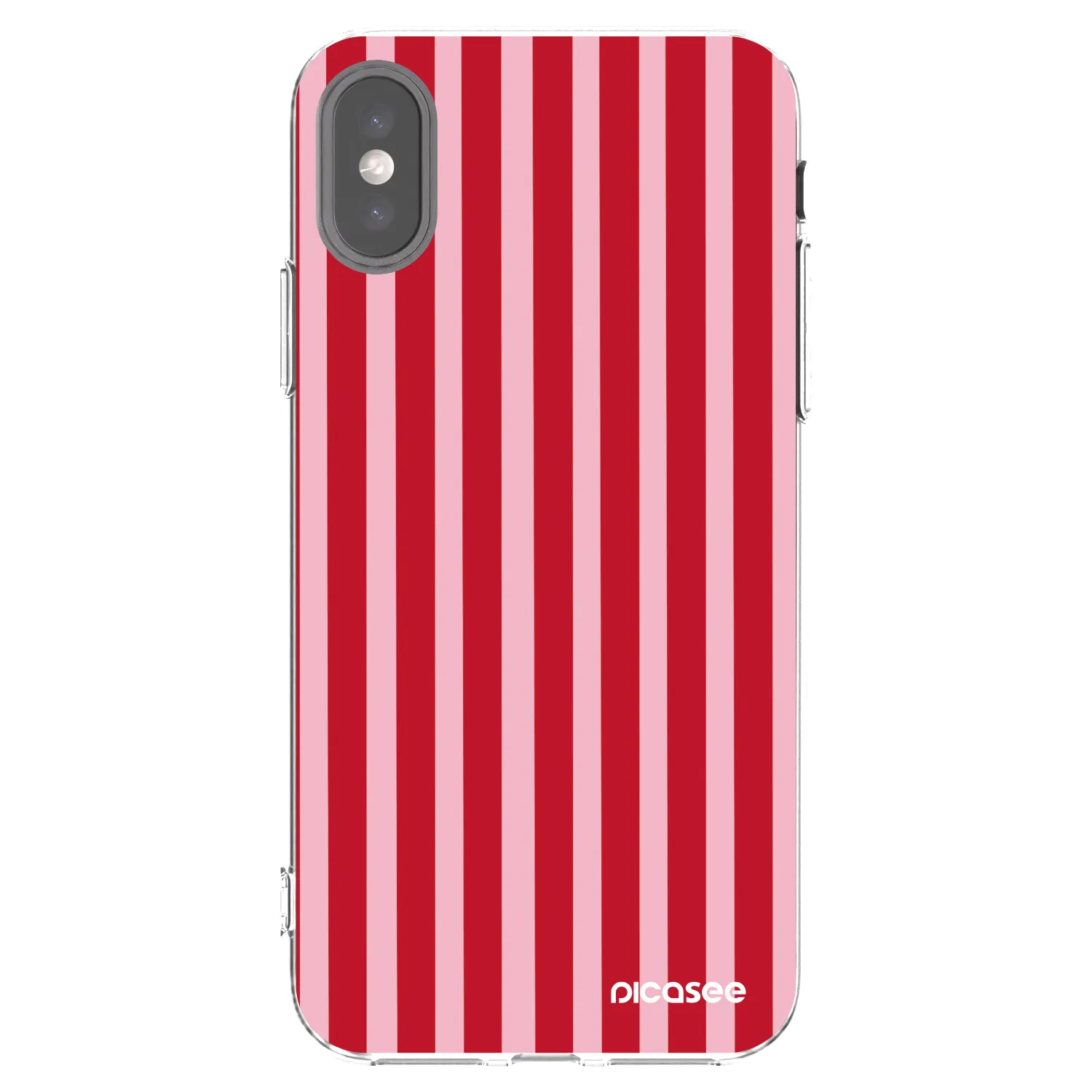 Picasee silikonowe przeźroczyste etui na Apple iPhone X/XS - Lines red